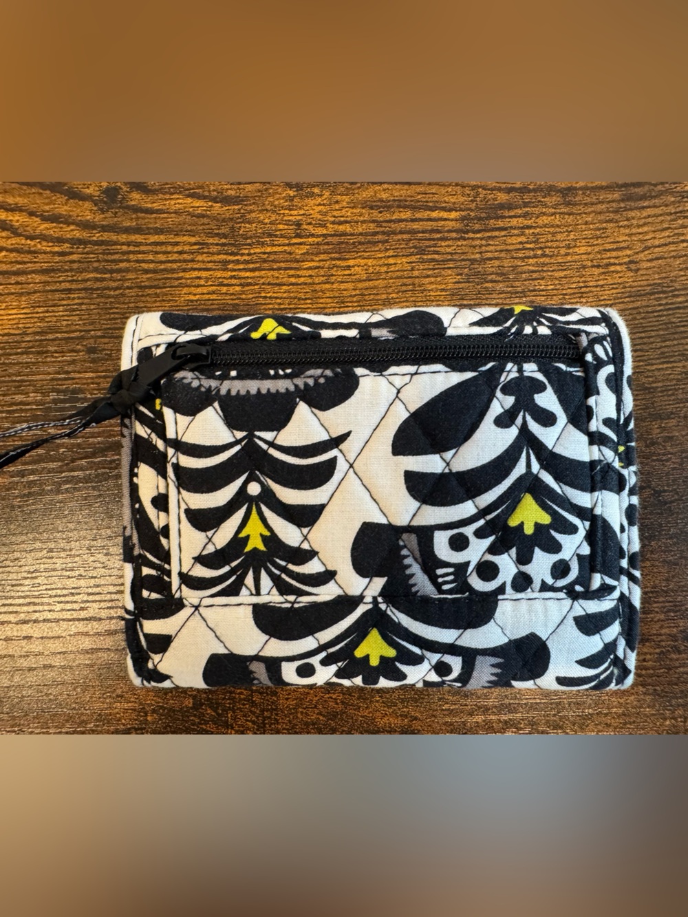 Vera Bradley Black & White Quilted Floral Wallet with Yellow Accents - Picture 3 of 6